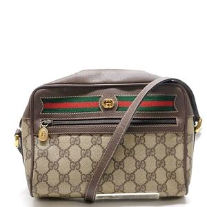 Vintage Gucci Shoulder Bag Sherry Line Brown PVC